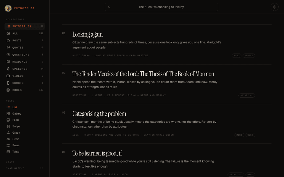 Principles screenshot